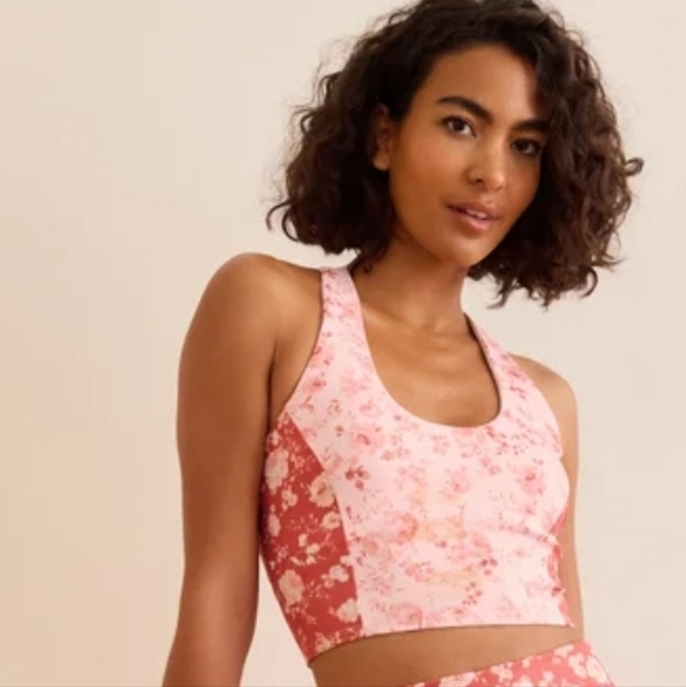 Altar'd State As Revival Ignite Floral Tank In Pink & Red Built-in Padding Small